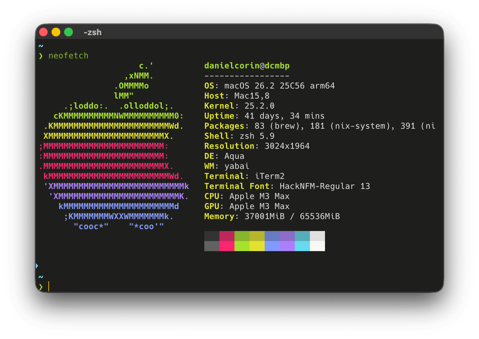 neofetch output for my system